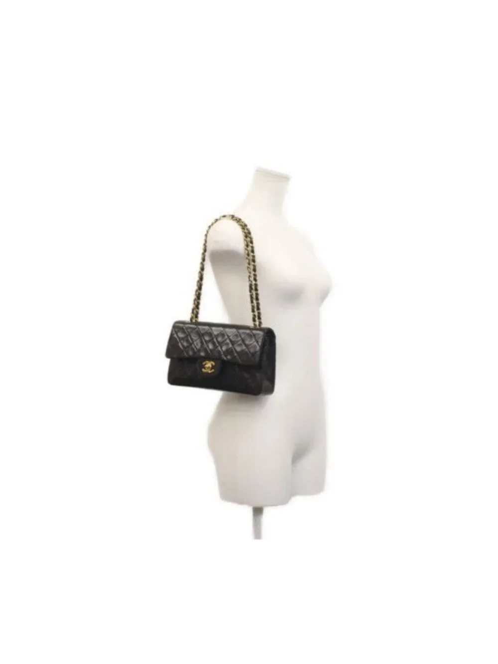 Chanel Black Lambskin Gold Double Flap Bag Quilted 23
